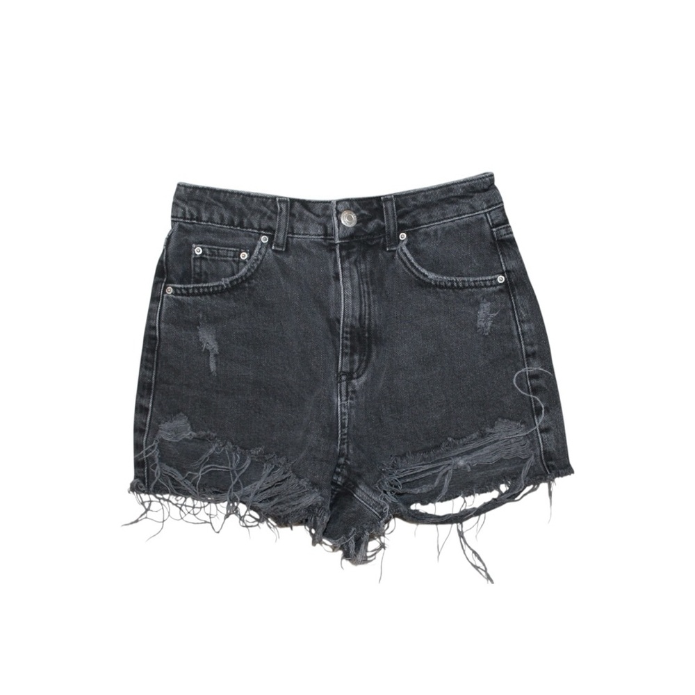 Topshop Black Ripped Jean‎ Shorts